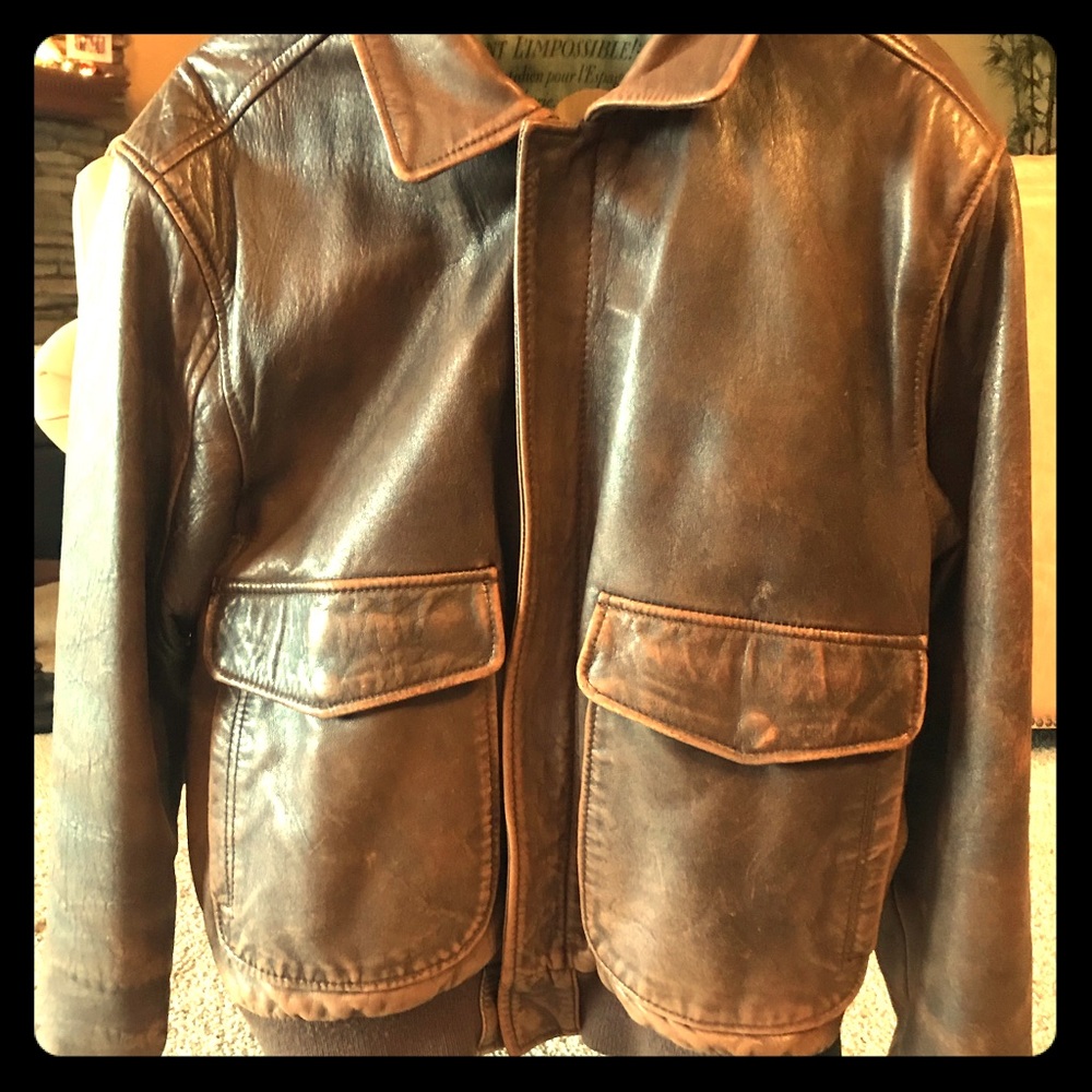 Vintage Leather Bomber Jacket